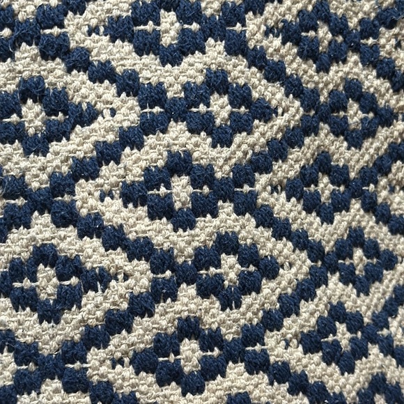 Soft Surroundings Blue and Cream Patterned Wool Tote Bag - Picture 2 of 7